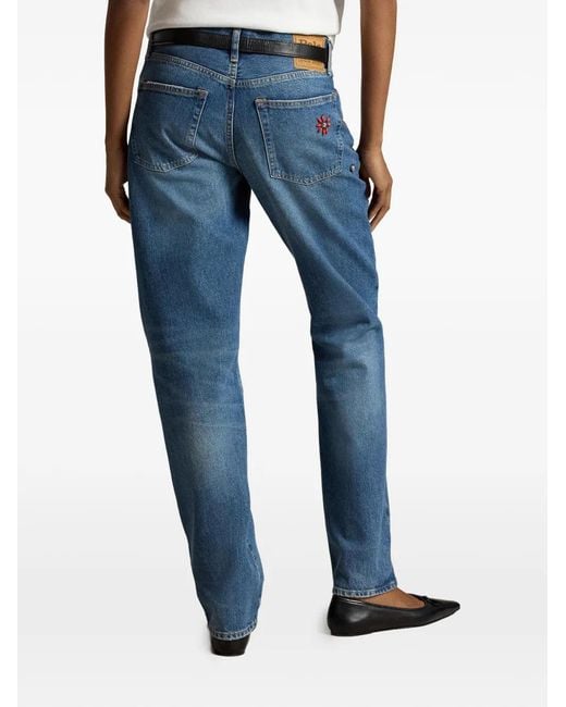 Polo Ralph Lauren Blue Bead-Embellished Straight-Leg Jeans