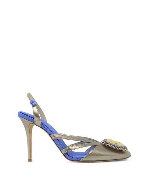 Madison Maison Blue Cameo Slingback Pumps
