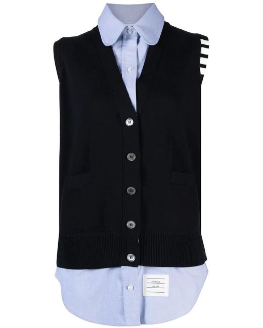Thom Browne Blue Milano Stitch Shirt Vest Combo