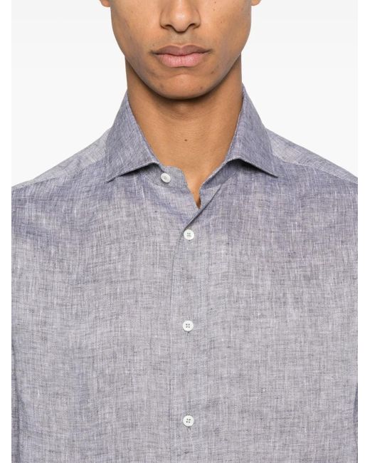 メンズ Brunello Cucinelli リネンシャツ Purple
