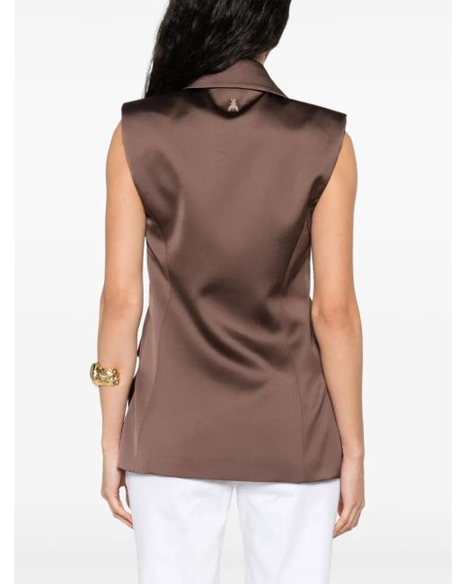 Patrizia Pepe Satin Waistcoat Brown