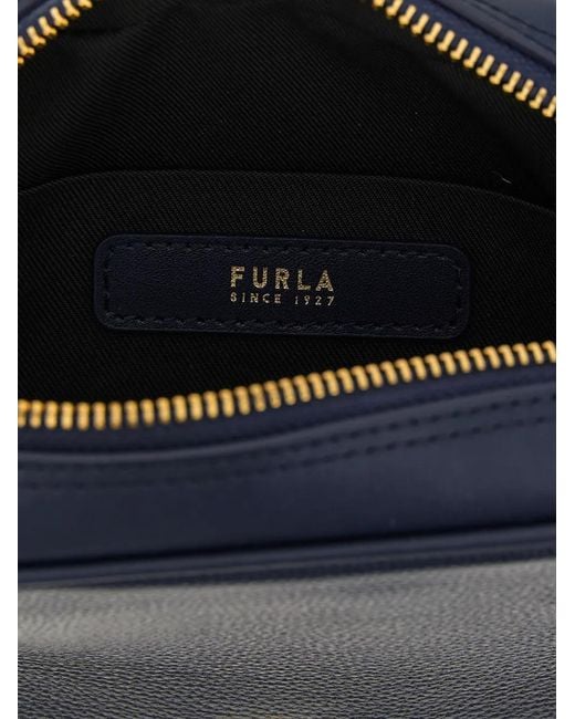 Furla Blue Small Poppy Leather Tote Bag