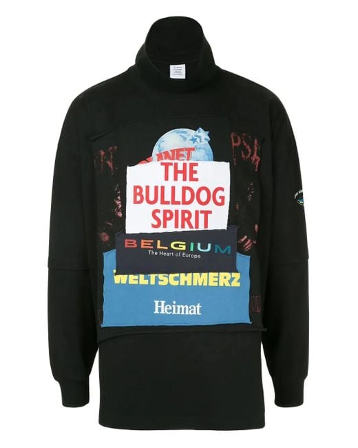Vetements Black Patchwork Panelled Cotton Sweatshirt for men