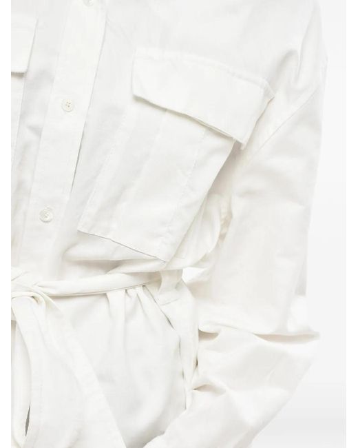 Ferragamo White Belted Sahariana Shirt
