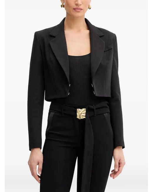 Fracomina Black Logo-Detail Cropped Blazer
