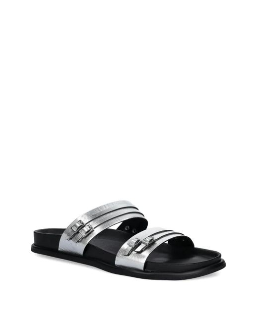 Vagabond White Buckle-Detail Leather Slides