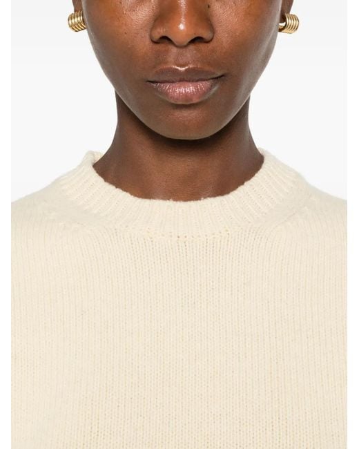 Jil Sander Natural Ribbed-Knit Crew-Neck Sweater