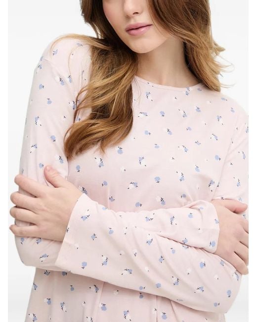 Benetton Pink Floral-Print Ruffled Nightwear Set