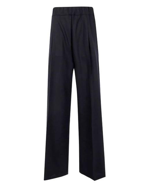 Semicouture Blue Pleat-Detail Trousers