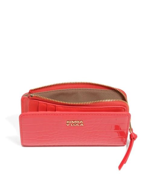 Bimba Y Lola Red Crocodile-Effect Zip-Around Wallet