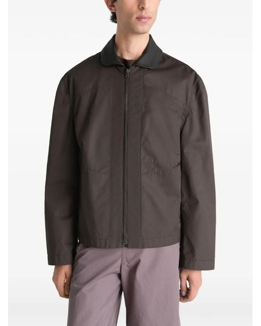 Lemaire Brown Leather Collar Blouson