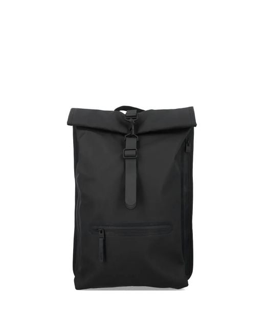 Rains Black Rolltop Backpack