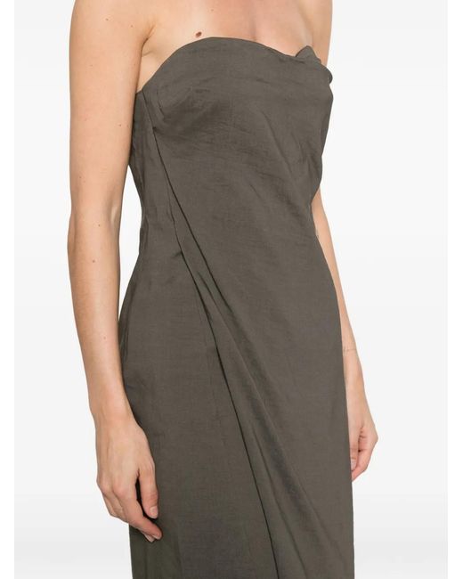 Cortana Gray Strapless Draped Maxi Dress