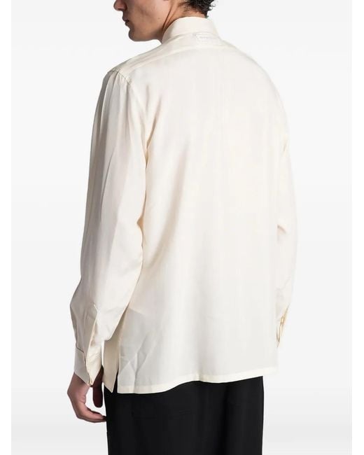 Givenchy White Long-Sleeve Silk Tuxedo Shirt for men