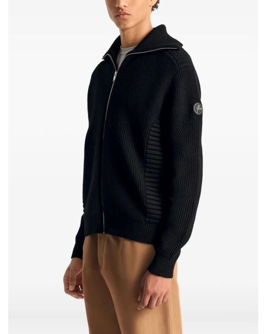 Fusalp Black Ribbed Ottoman-Panel Sweater for men