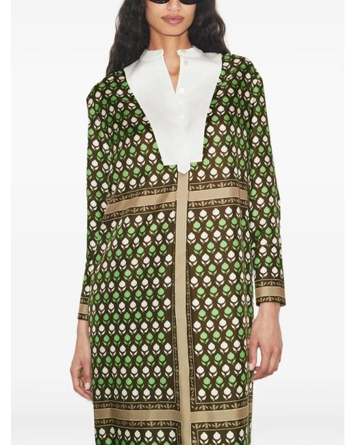 Tory Burch Green Silk Shirt Dress