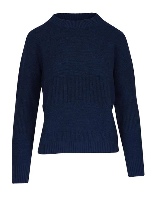 Kinross Cashmere リブディテール プルオーバー Blue