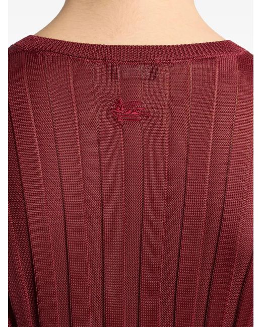 Etro Red Ribbed-Knit Sweater