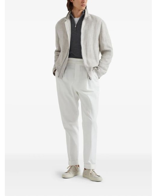 Brunello Cucinelli Gray Zip-Front Knit Jumper for men