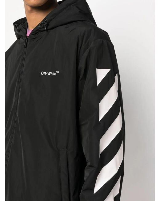 Off-White c/o Virgil Abloh Black Diag Logo-print Windbreaker Jacket for men