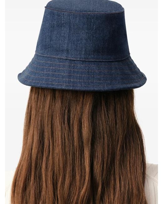 AMI Blue Topstitchings Denim Hat for men