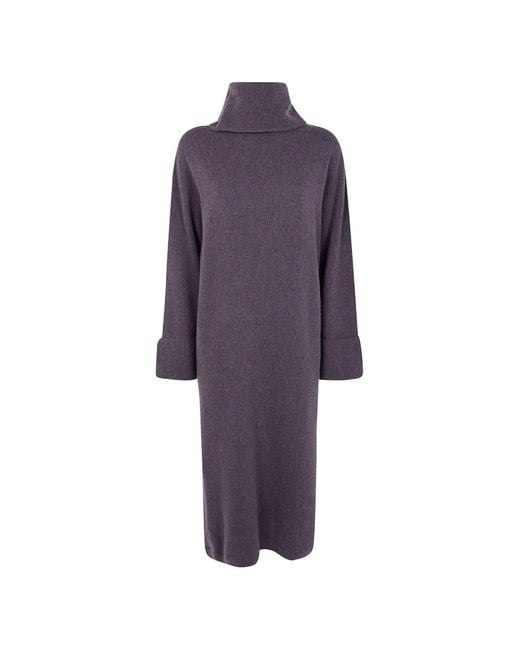 Liviana Conti Purple Roll-Neck Cashmere Midi Dress
