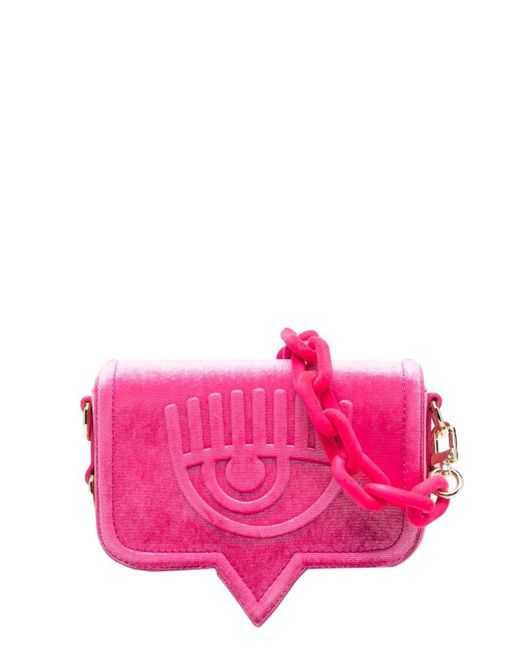 Chiara Ferragni Velvet Winkembossed Clutch Bag in Pink Lyst