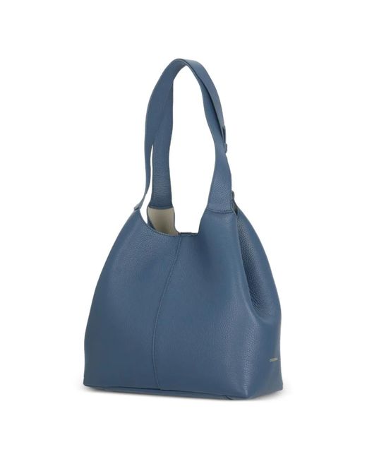 Coccinelle Blue Sac Porté Épaule C-Easy En Cuir Grainé