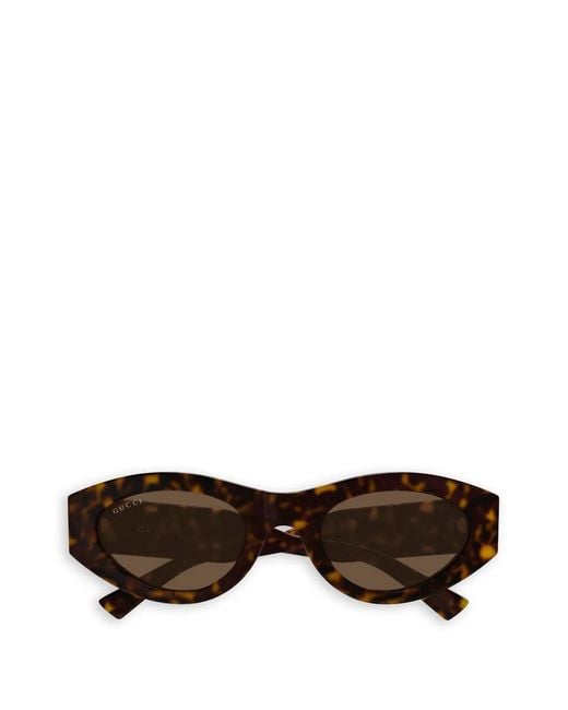 Gucci Brown Oval Logo-Detail Sunglasses