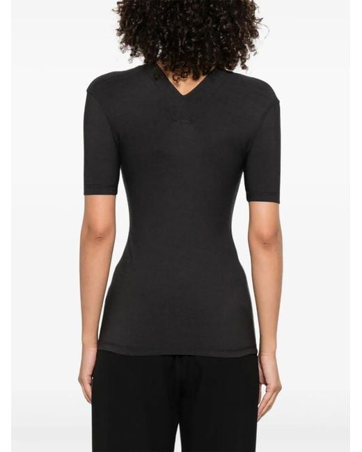 Nanushka Black Akka Short-Sleeved Wool Top