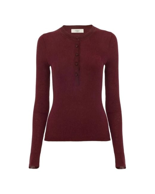 Chloé Red Chloã Hanley Ribbed Long-Sleeve T-Shirt