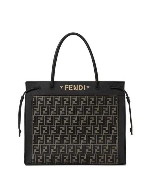Fendi Black Large Magic Ff Logo Tote Bag