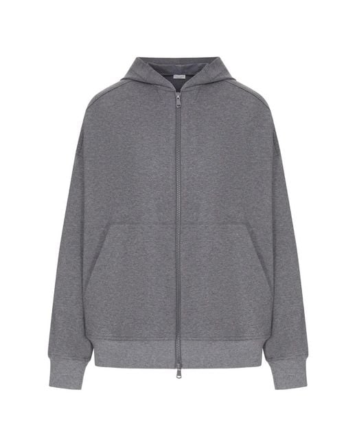Brunello Cucinelli Gray Bead-Embellished Zip-Up Hoodie