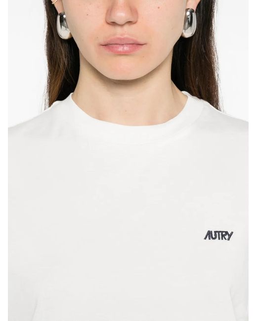 Autry White Solid Crew Neck T-Shirt