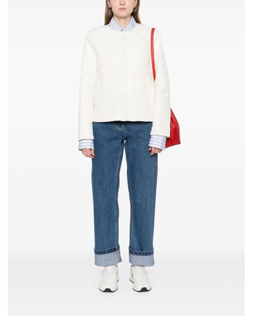 Boss White Check-Pattern Padded Jacket