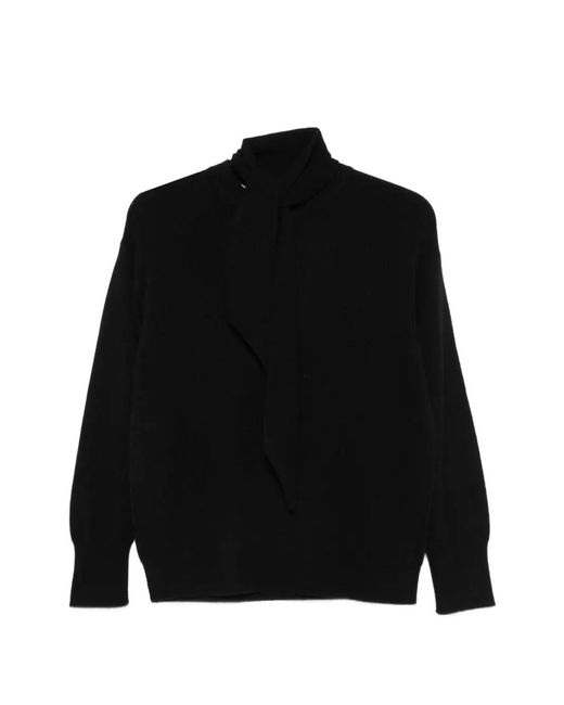 Marella Black Scarf-Detail Sweater