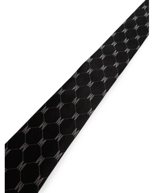 Moschino Black Monogram Silk Tie for men