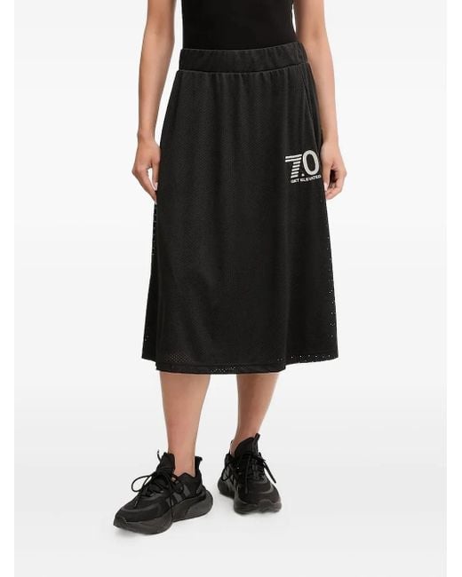 EA7 Black Elastic-Waistband Skirt