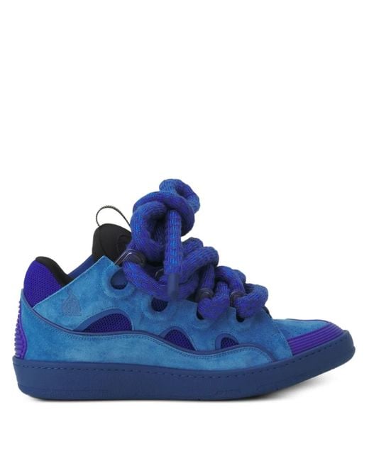 Lanvin Blue Curb Suede Sneakers