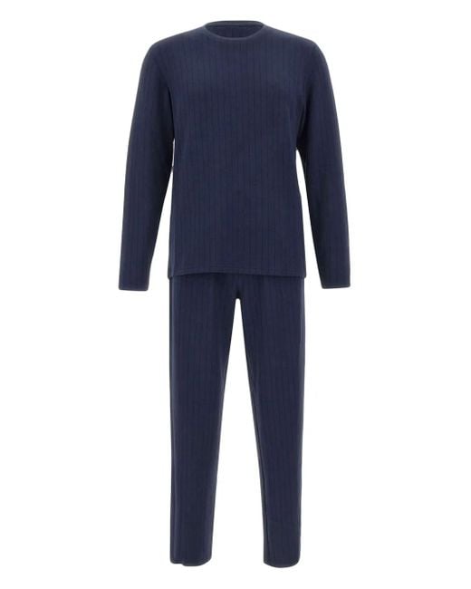 Pigiama A Righe Con Logo di Emporio Armani in Blue da Uomo