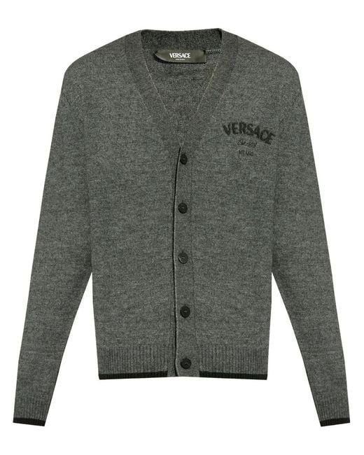 Versace Gray Milano Stamp Cardigan for men