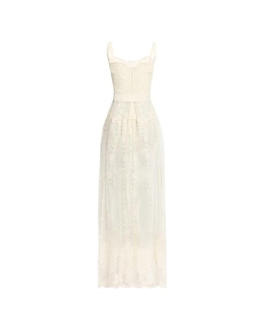 Elie Saab White Sleeveless Tulle Maxi Dress