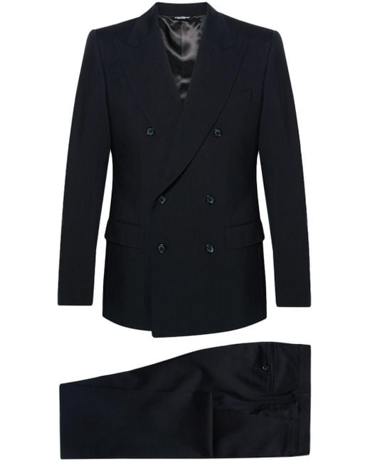Dolce & Gabbana Blue Double-Breasted Wool Suit for men