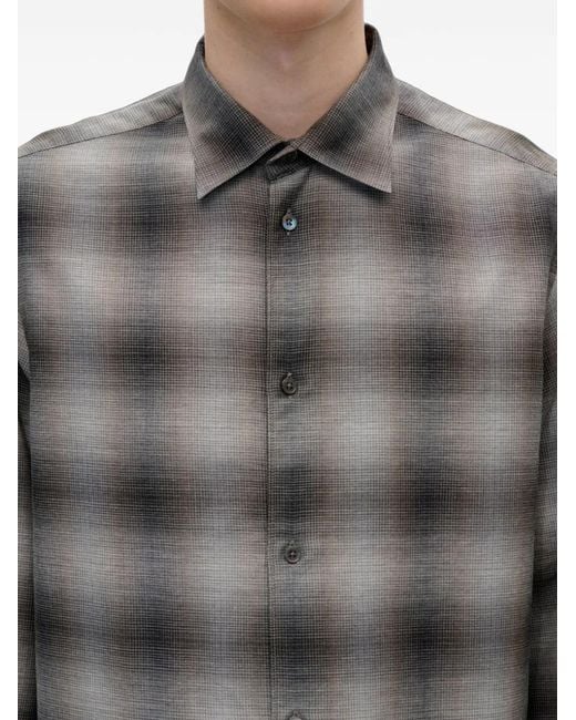 BERNER KUHL Gray Volume Check-Print Shirt for men