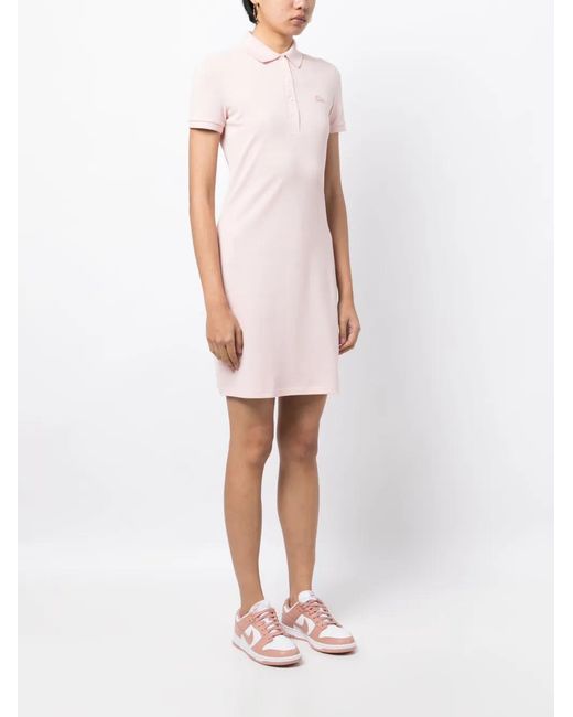 Lacoste Pink Logo-Patch Polo Dress