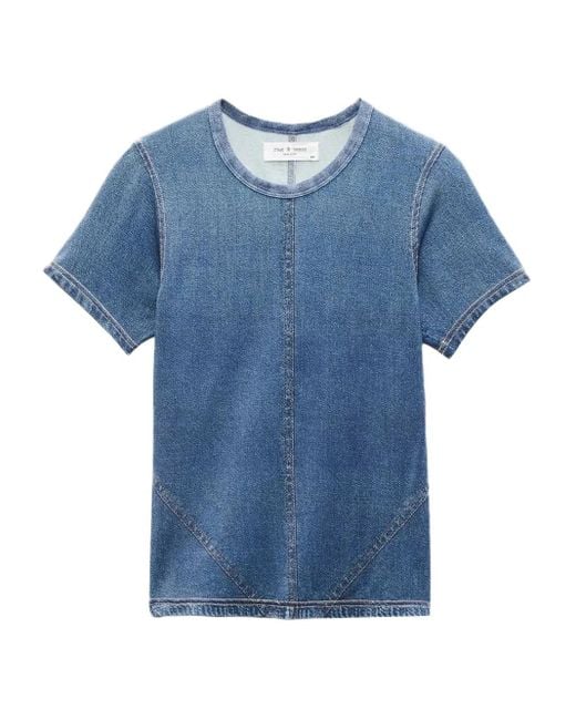 Rag & Bone Blue Miramar T-Shirt mit Jersey-Einsätzen