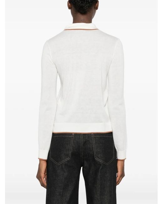 Max Mara White Contrast-Trim Cardigan