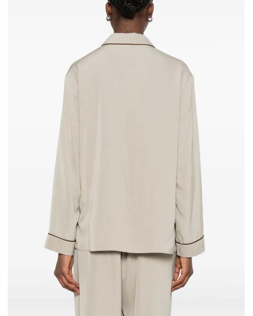 The Row Natural Contrast Trim Pocket Shirt