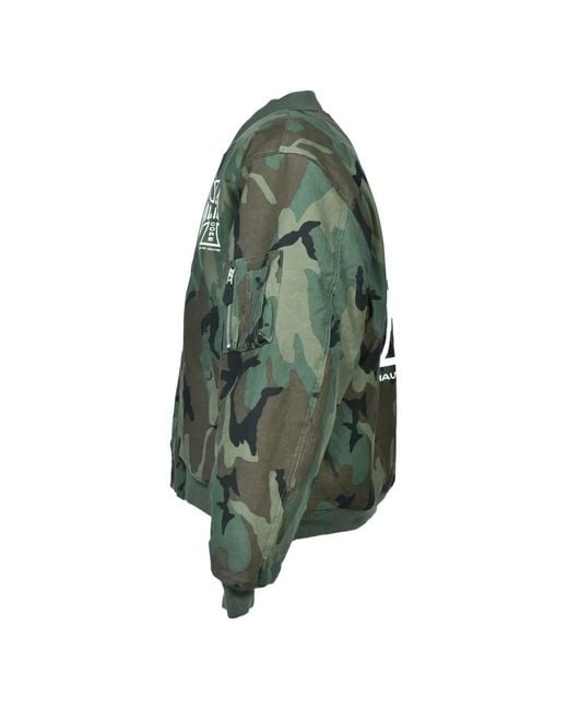 ALICE HOLLYWOOD Green Camouflage-Print Logo-Print Bomber Jacket for men