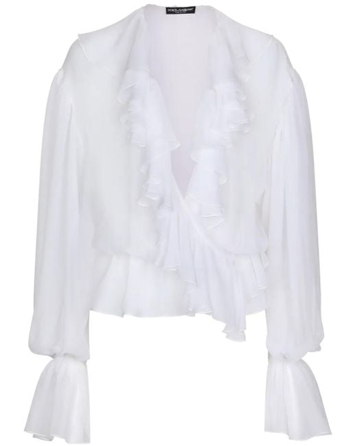 Dolce & Gabbana White Silk Top